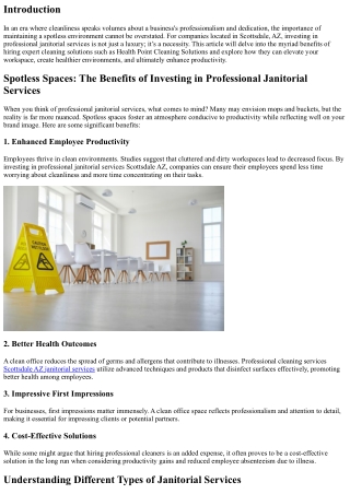 Spotless Spaces: The Benefits of Investing in Professional Janitorial Services