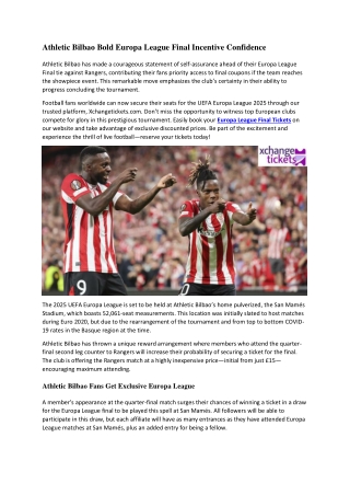 Athletic Bilbao Bold Europa League Final Incentive Confidence