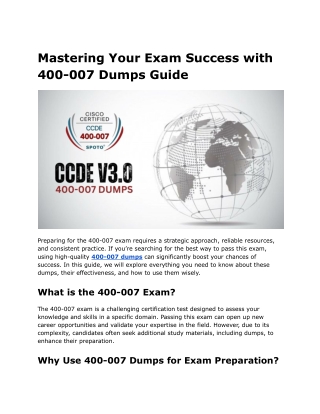 Mastering Your Exam Success with 400-007 Dumps Guide