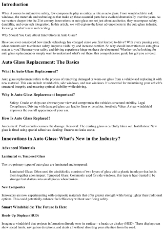 Innovations in Auto Glass: What’s New in the Industry?