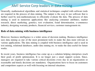 AMT Service Corp leaders in data mining