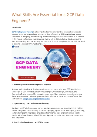 Best GCP Data Engineer Online Training | Visualpath