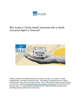 Why Invest in Family Health Insurance with a Health Insurance Agent in Chennai (2)