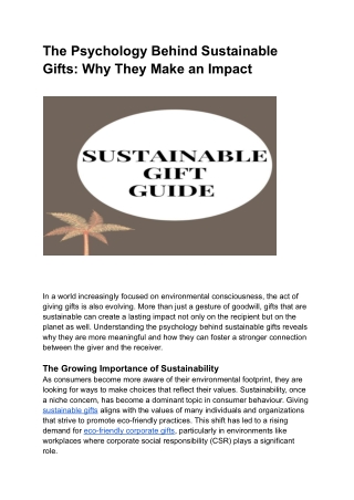 The Psychology Behind Sustainable Gifts_ Why They Make an Impact