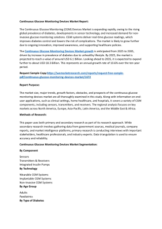 Continuous Glucose Monitoring Devices Market growth