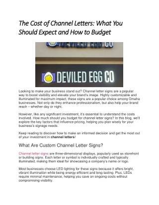 The Cost of Channel Letters What You Should Expect and How to Budget