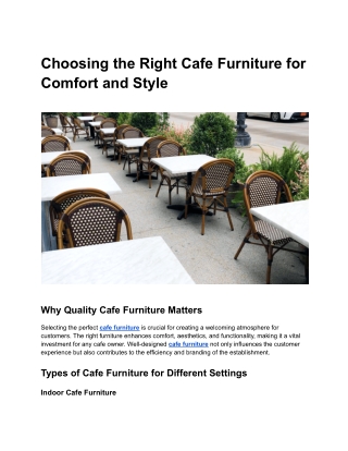 Sustainable Choices for Eco-Friendly Cafe Furniture