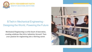 B.Tech in Mechanical Engineering – Designing the World, Powering the Future