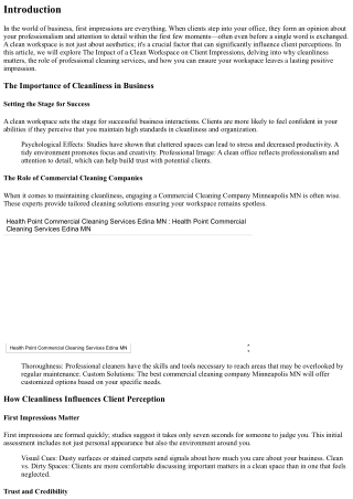 The Impact of a Clean Workspace on Client Impressions