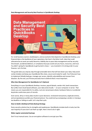 Data Management and Security Best Practices in QuickBooks Desktop