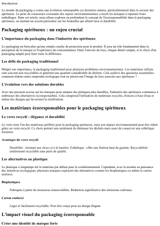 Packaging spiritueux : focus sur les bouteilles écoresponsables