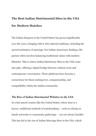 The Best Indian Matrimonial Sites in the USA for Modern Matches