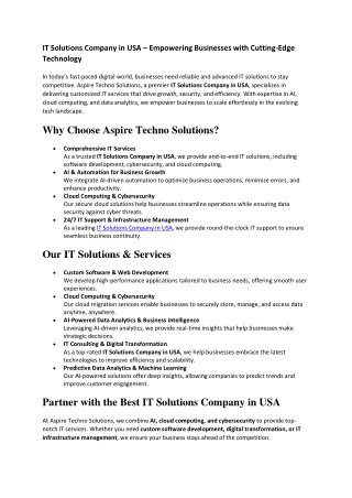 IT Solutions Company in USA