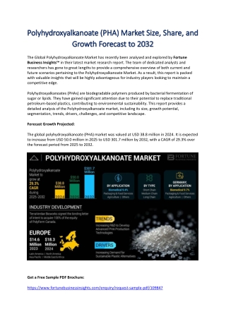 Polyhydroxyalkanoate Market Size and Emerging Trends to Watch by 2032