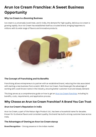 Arun Ice Cream Franchise