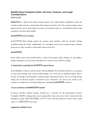 bet365 Korea Complete Guide Services, Features, and Legal Considerations