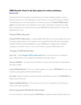 SMM Reseller Panel is the best option for online marketers