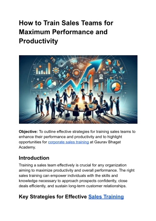 How to Train Sales Teams for Maximum Performance and Productivity