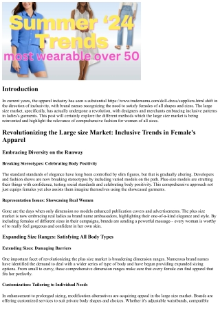 Changing the Plus Size Market: Inclusive Trends in Women's Garments