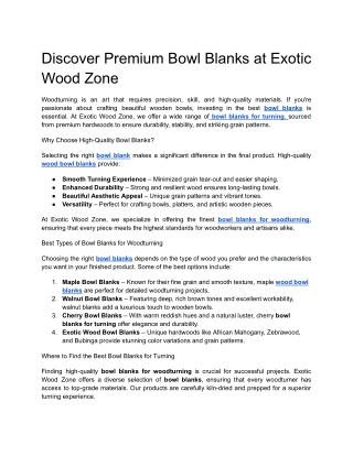 Discover Premium Bowl Blanks at Exotic Wood Zone