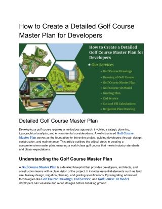 How to Create a Detailed Golf Course Master Plan for Developers __off-site Kriti