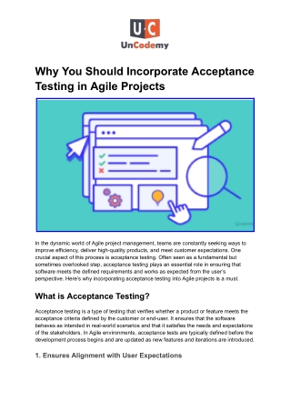 Why You Should Incorporate Acceptance Testing in Agile Projects