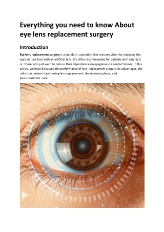 Everything you need to know About eye lens replacement surgery