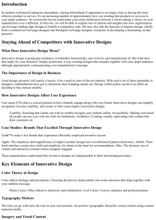 Staying Ahead of Competitors with Innovative Designs