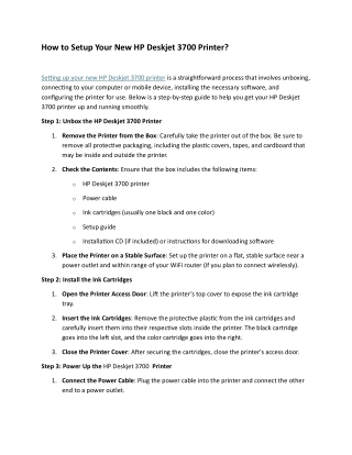 How to Setup Your New HP Deskjet 3700 Printer