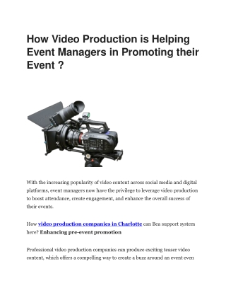 Top Video Production Companies in Charlotte | Apex Video Productions