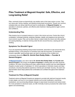 Piles Treatment at Magnaid Hospital_ Safe, Effective, and Long-lasting Relief