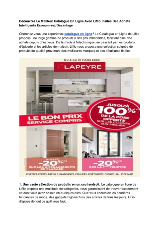 Découvrez Le Meilleur Catalogue En Ligne Avec Liflio  Faites Des Achats Intelligents Economisez Davantage