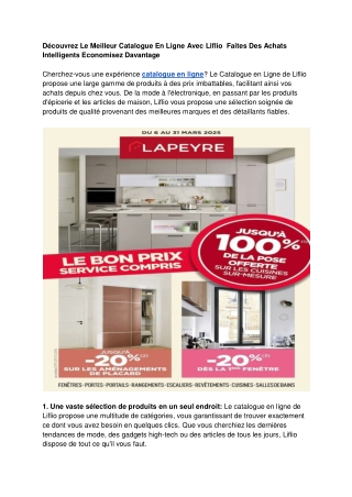 Découvrez Le Meilleur Catalogue En Ligne Avec Liflio  Faites Des Achats Intelligents Economisez Davantage