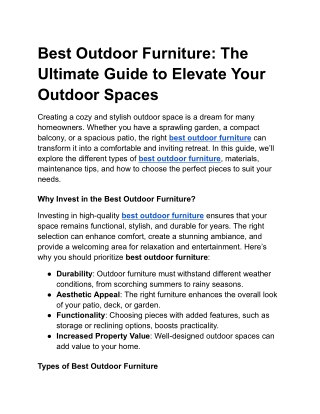 Best Outdoor Furniture_ The Ultimate Guide to Elevate Your Outdoor Spaces