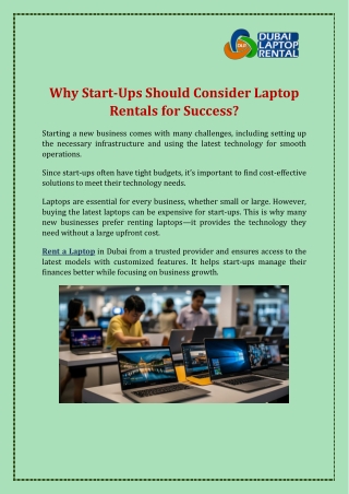 Why Start-Ups Should Consider Laptop Rentals for Success?