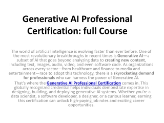 Generative AI Professional Certification