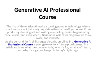 Generative AI Professional Course