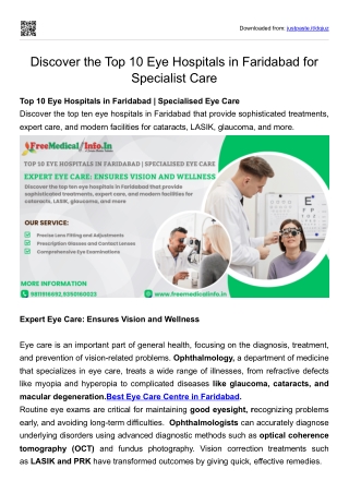 Discover the Top 10 Eye Hospitals in Faridabad for Specialist Care