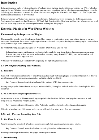Essential Plugins for WordPress Websites
