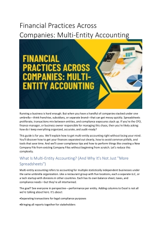 Financial Practices Across Companies: Multi-Entity Accounting