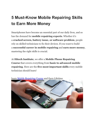 5 Must-Know Mobile Repairing Skills to Earn More Money