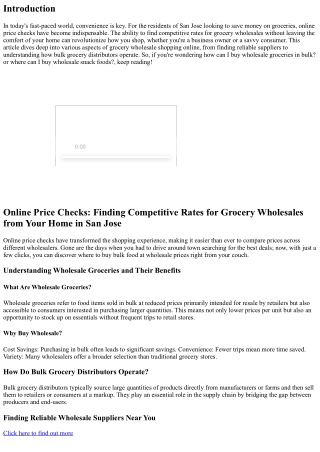 Online Price Checks: Finding Competitive Rates for Grocery Wholesales from Your