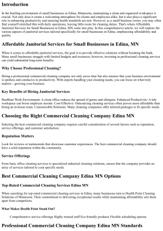 Affordable Janitorial Services for Small Businesses in Edina, MN
