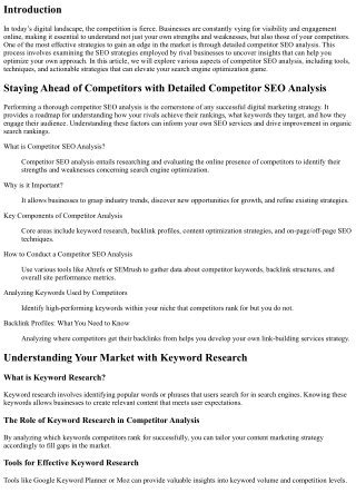 Staying Ahead of Competitors with Detailed Competitor SEO Analysis