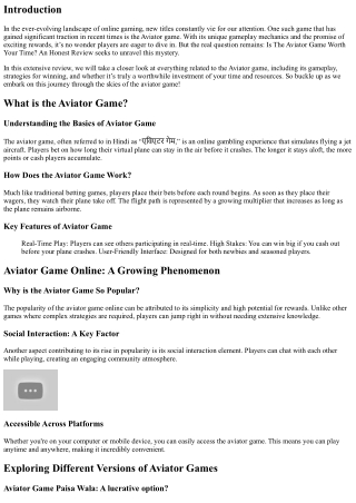 “Is The Aviator Game Worth Your Time? An Honest Review”