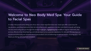 Welcome to Neo Body Med Spa Your Guide to Facial Spas