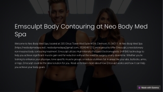 Emsculpt Body Contouring at Neo Body Med Spa