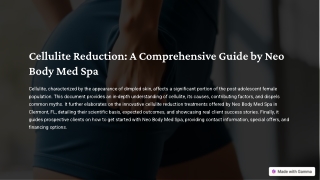 Cellulite Reduction A Comprehensive Guide by Neo Body Med Spa