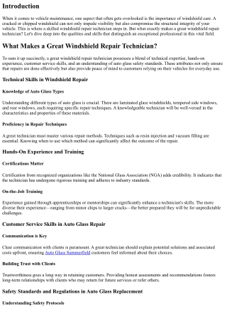 What Makes a Great Windshield Repair Technician?