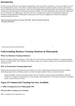 Navigating the Options for Business Cleaning Solutions in Minneapolis